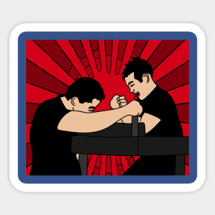 Funny Colorful Arm Wrestling Sticker